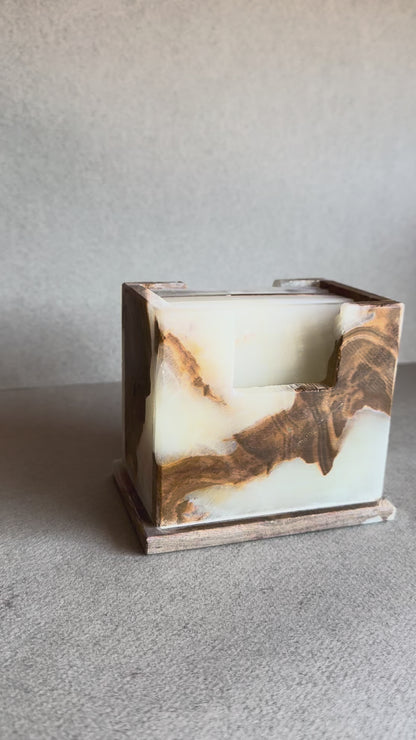 Cream, Sage, and Caramel | SAÉA Square Onyx Coaster Set
