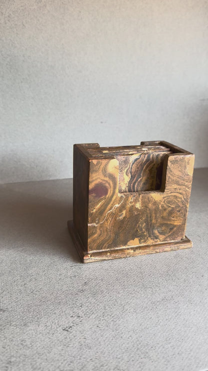 Rust, Ochre, and Maroon | SAÉA Square Onyx Coaster Set