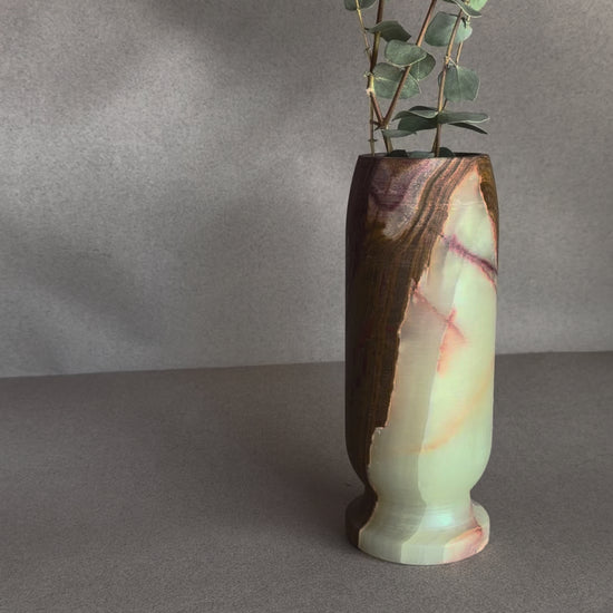 olive green brown onyx vase raw natural stone decor