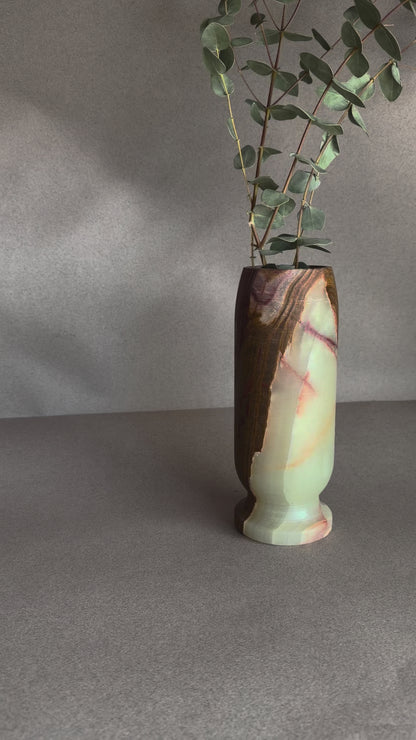 olive green brown onyx vase raw natural stone decor