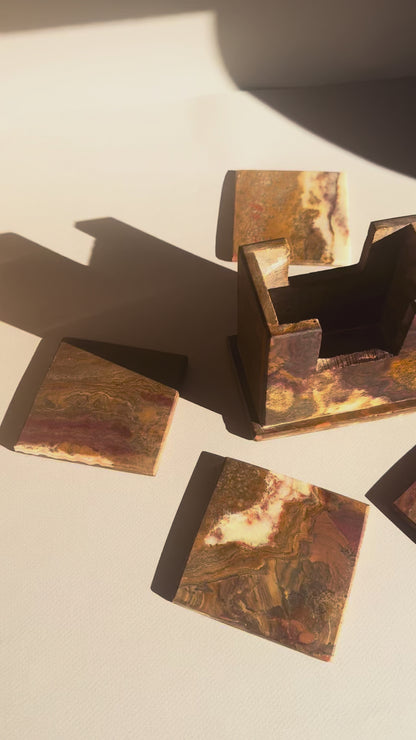 Desert brown & rust | SAÉA Square Onyx Coaster Set