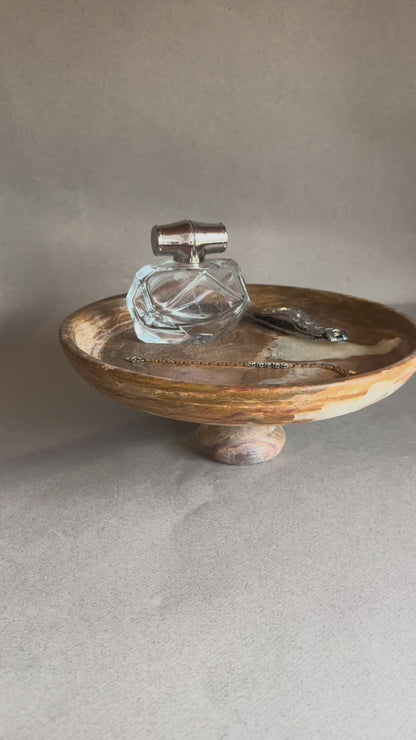 Ivory, walnut, and honey | SAÉA Centerpiece Pedestal Bowl