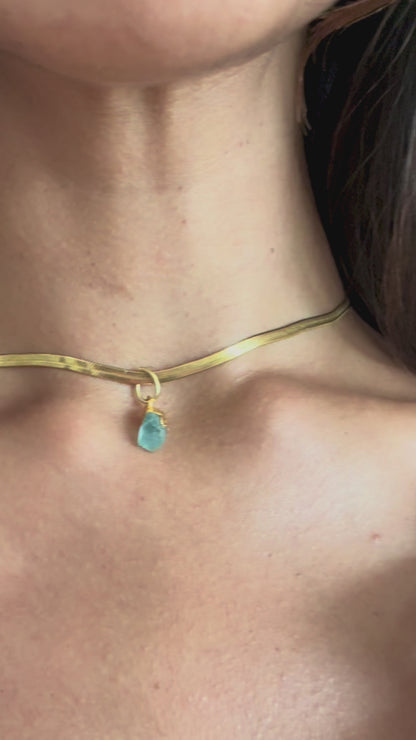 SAÉA Aquamarine Herringbone Choker in 18K Gold