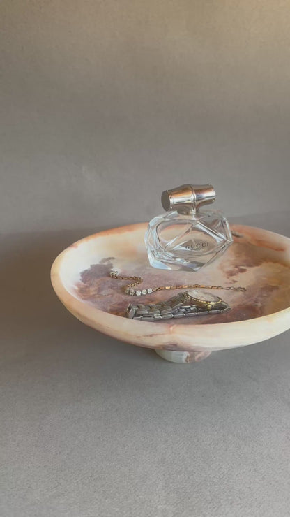 Alabaster, caramel, and sienna | SAÉA Centerpiece Pedestal Bowl