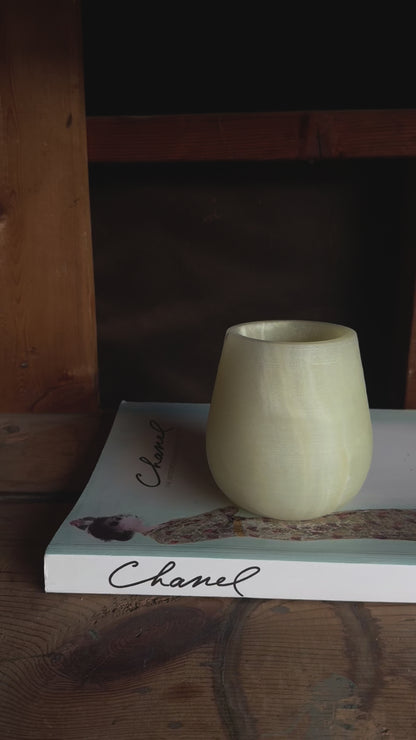 Moss, bone, and ash | SAÉA Curved Onyx Vessel