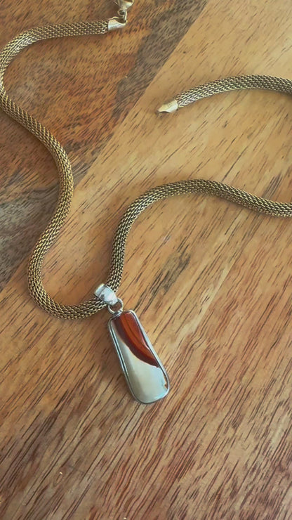 SAÉA Jasper Mesh Necklace in Gold Vermeil