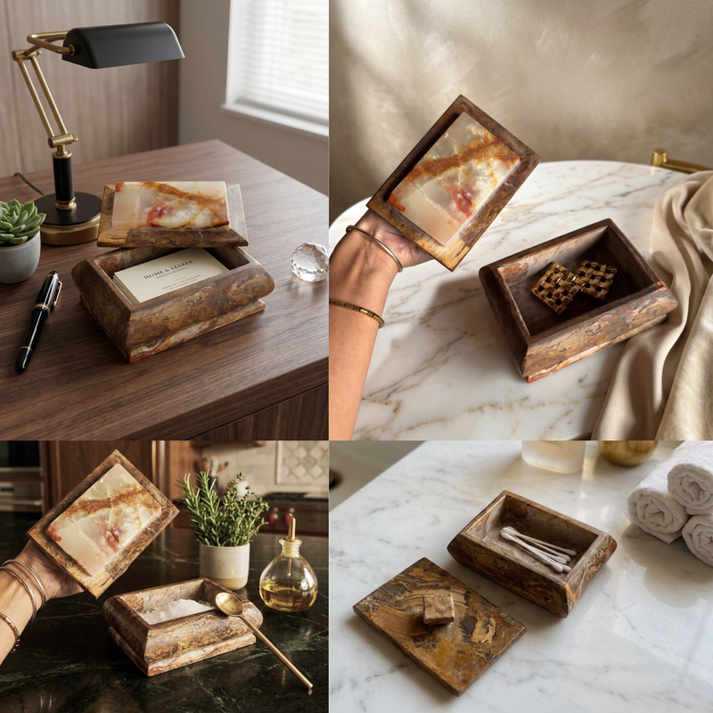 Mocha, sandstone, and copper | SAÉA Storage Box with Lid