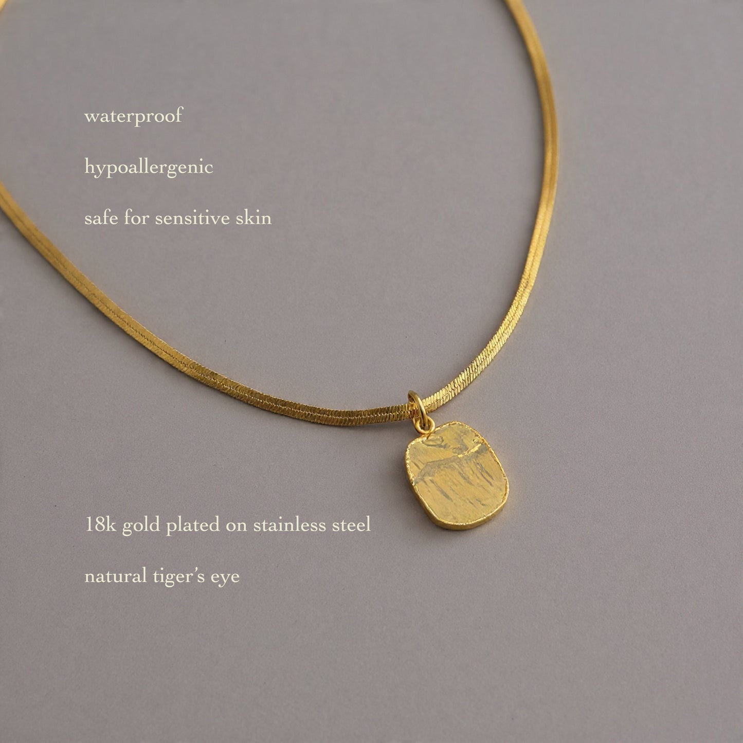 SAÉA Tiger's Eye Herringbone Choker in 18K Gold