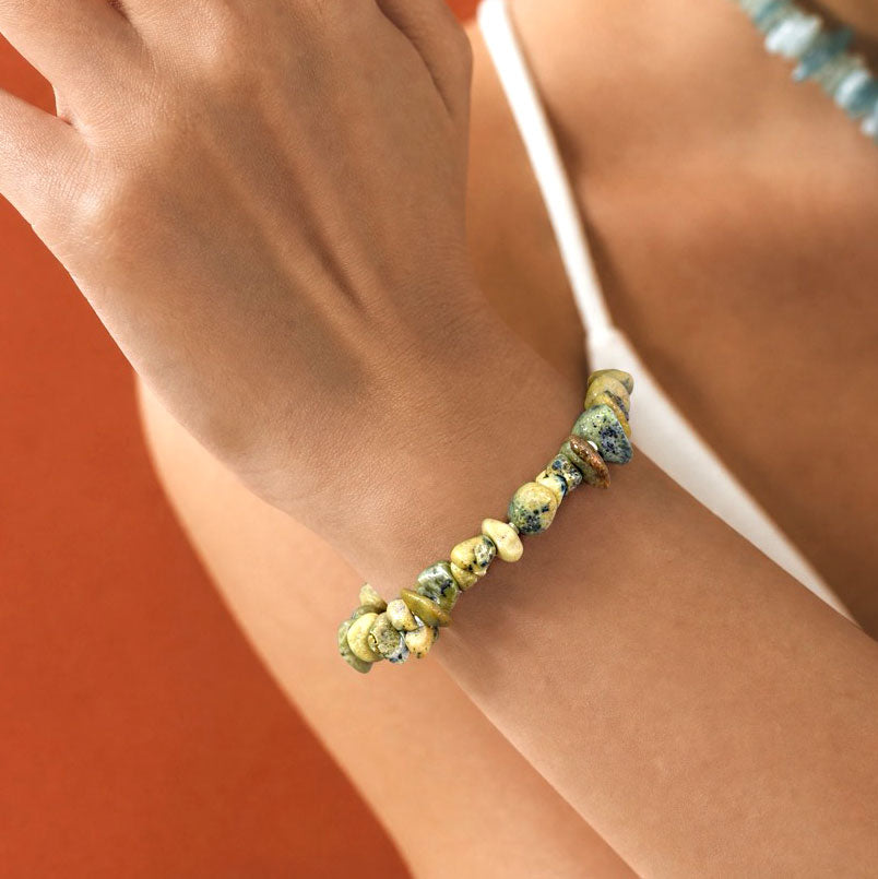 Yellow Serpentine Chip Beaded Stretch Bracelet | SAÉA