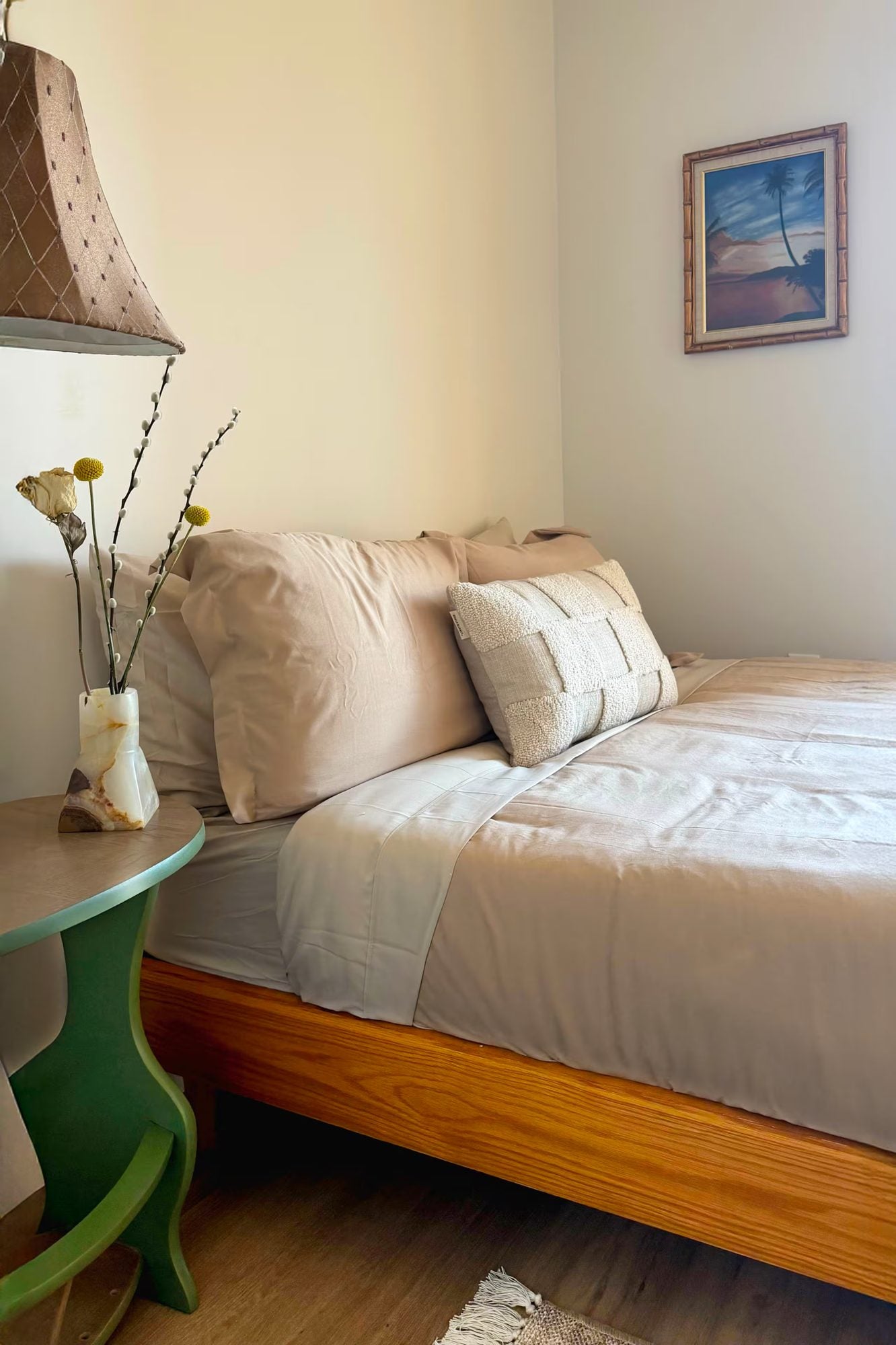 Designed bedroom with warm textures