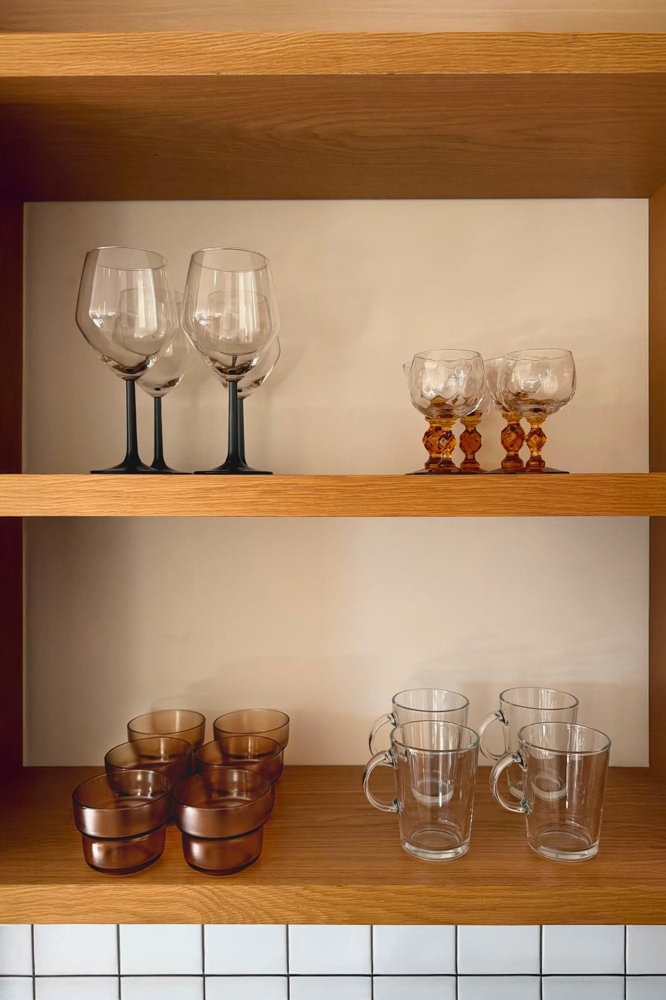 Glassware on open shelving